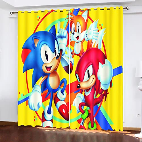SNcek Sonic Verdunkelungsvorhang Sonic Ösen Für Schlafzimmer, Blickdicht Verdunkelungsvorhang Polyeste Vorhang Für Kinderzimmer (100x140cm(BxH)/ 50x140cmx2,8) von SNcek
