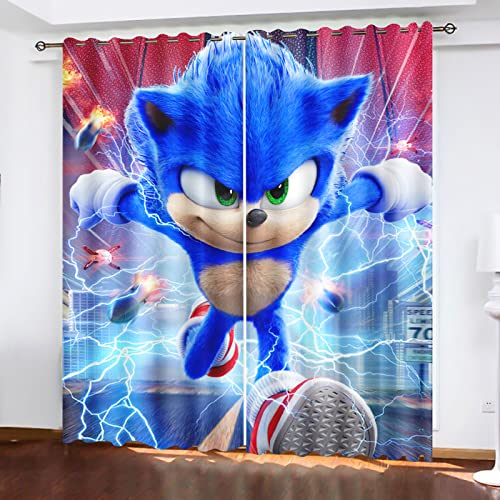 SNcek Sonic Verdunkelungsvorhang Sonic Ösen Für Schlafzimmer, Blickdicht Verdunkelungsvorhang Polyeste Vorhang Für Kinderzimmer (150x166cm(BxH)/ 75x166cmx2,12) von SNcek