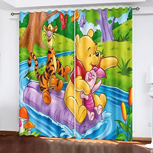 SNcek The Pooh Bear Verdunklungsgardine The Pooh Bear Ösen Für Schlafzimmer, Verdunkelungsvorhang-Set 2er Polyeste Vorhang Für Kinderzimmer (150x166cm(BxH)/ 75x166cmx2,8) von SNcek