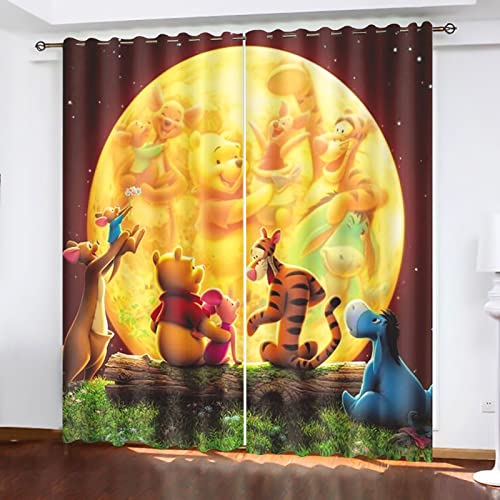 SNcek The Pooh Bear Verdunklungsgardine The Pooh Bear Ösen Für Schlafzimmer, Verdunkelungsvorhang-Set 2er Polyeste Vorhang Für Kinderzimmer (183x160cm(BxH)/ 91.5x160cmx2,4) von SNcek