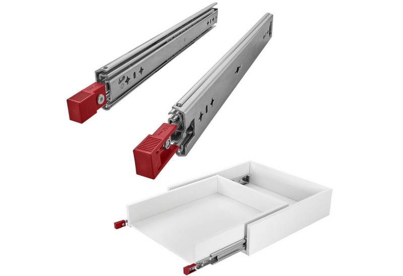 SO-TECH® Auszug Schwerlastauszug 100 kg mit Lock-in/out Einrastfunktion (2 St), roter Hebel, VarioSlide KV2-100-H53-L400-EH 400 mm von SO-TECH®