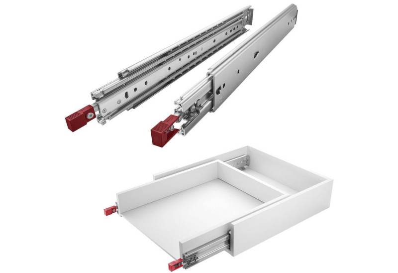 SO-TECH® Auszug Schwerlastauszug 200 kg mit Lock-in/out Einrastfunktion (2 St), roter Hebel, VarioSlide KV2-200-H76-L1300-EH 1320,8 mm von SO-TECH®