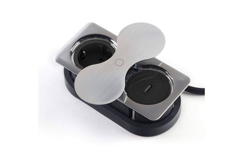 SO-TECH® Doppel Einbausteckdose eckig mit 2x Schuko o. 1x USB/1x Schuko Einbau-Tischsteckdose, mit 2x Schuko- oder 1x USB/1x Schuko-Steckdose von SO-TECH®