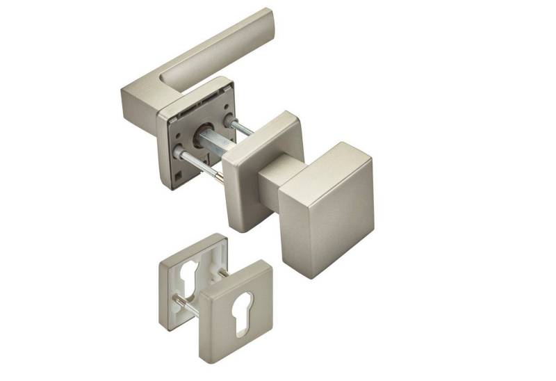 SO-TECH® Drückergarnitur Türdrücker CUBE Edelstahloptik matt 120x22mm Vierkant 8x8 mm, Wechselgarnitur Türknauf und Türdrücker von SO-TECH®