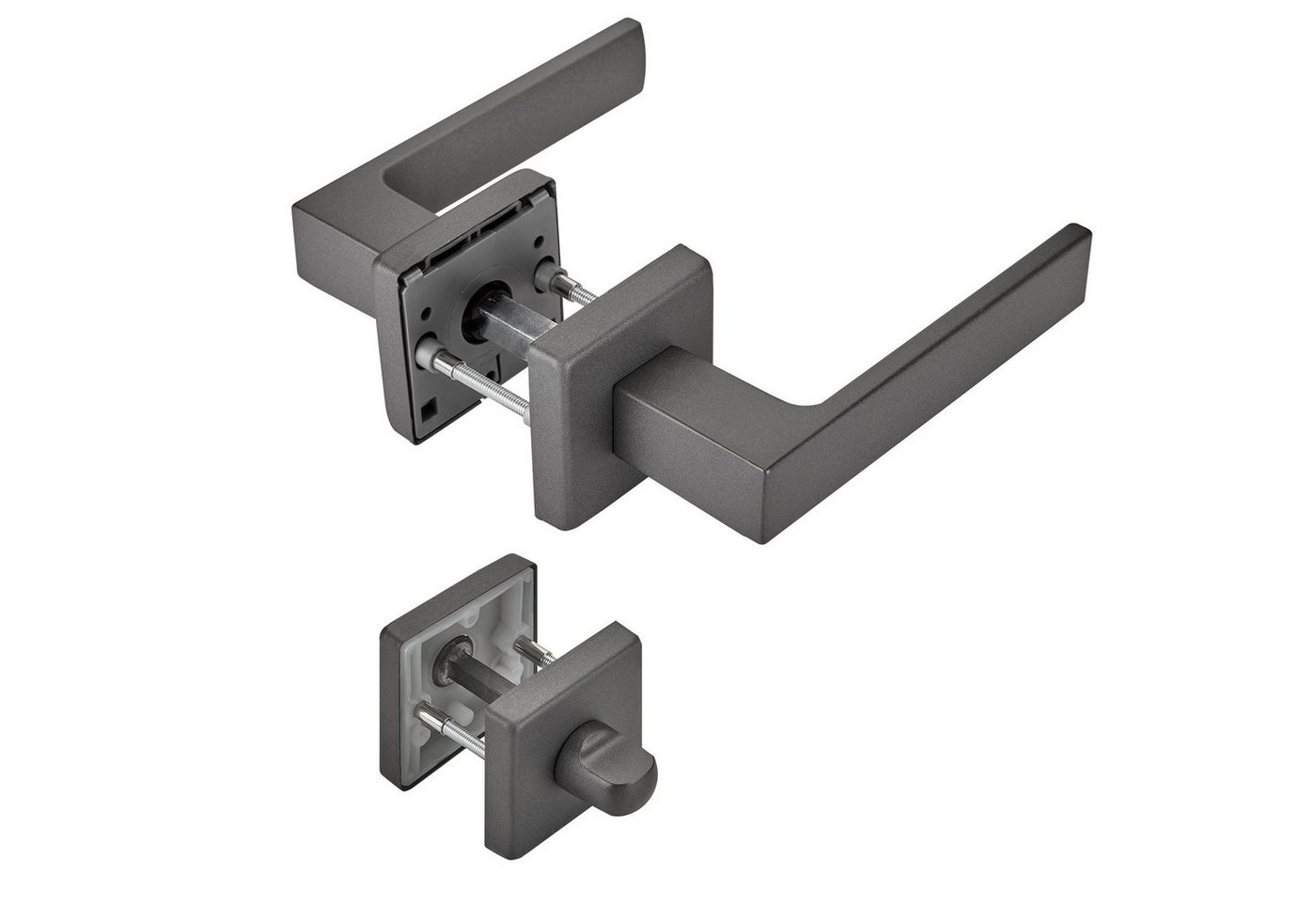 SO-TECH® Drückergarnitur Türdrücker CUBE anthrazit 120 x 22 mm Vierkant 8 x 8 mm, Bad / WC Türen Rosettengarnitur von SO-TECH®