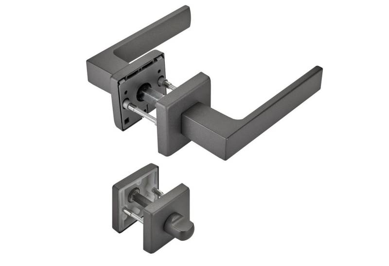 SO-TECH® Drückergarnitur Türdrücker CUBE anthrazit 120 x 22 mm Vierkant 8 x 8 mm, Bad / WC Türen Rosettengarnitur von SO-TECH®