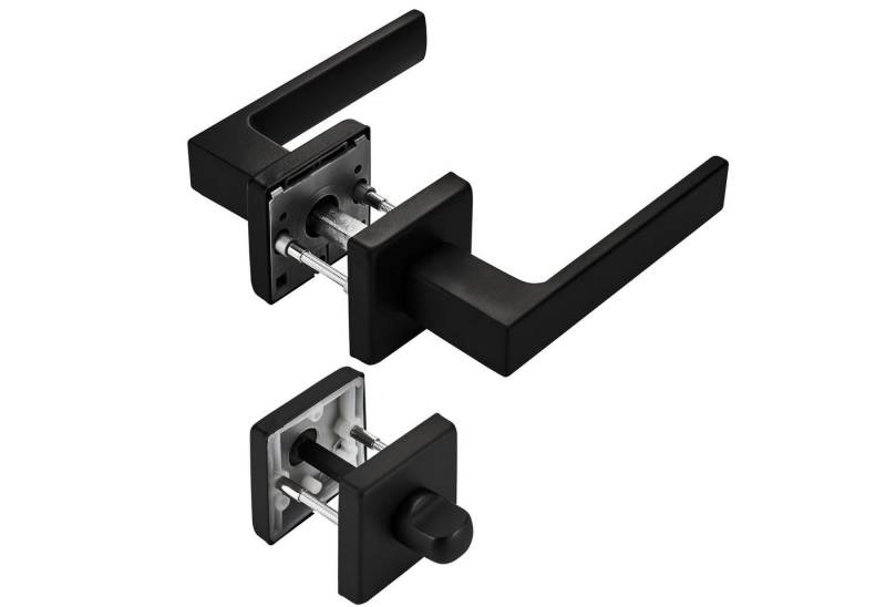 SO-TECH® Drückergarnitur Türdrücker CUBE schwarz 120 x 22 mm Vierkant 8 x 8 mm, Bad / WC Türen Rosettengarnitur von SO-TECH®