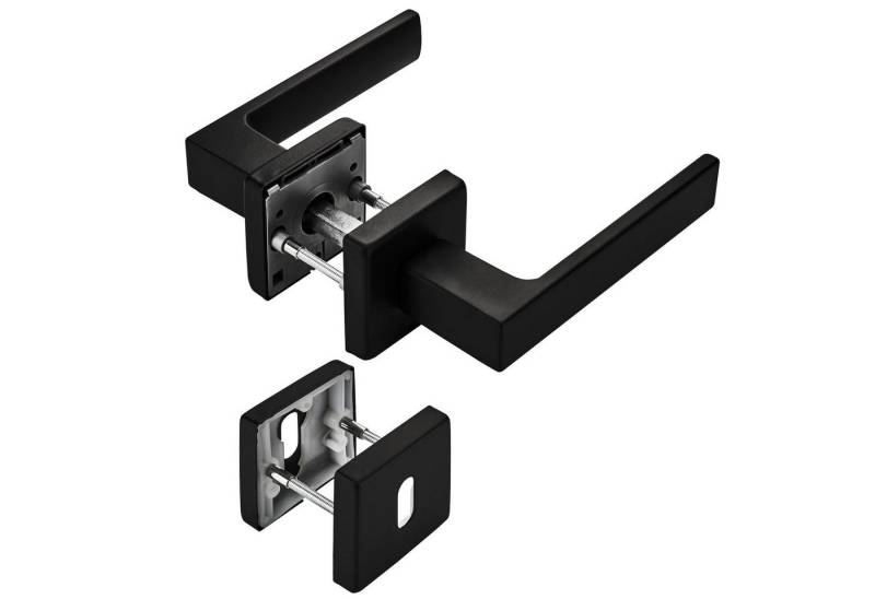 SO-TECH® Drückergarnitur Türdrücker CUBE schwarz 120 x 22 mm Vierkant 8 x 8 mm, Buntbart Türgarnitur für Zimmertür Rosettengarnitur von SO-TECH®