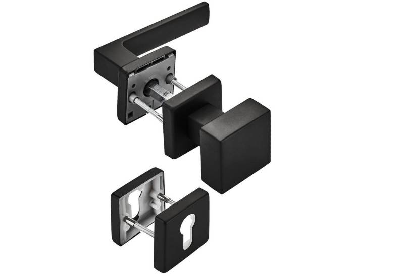 SO-TECH® Drückergarnitur Türdrücker CUBE schwarz 120 x 22 mm Vierkant 8 x 8 mm, Wechselgarnitur Türknauf und Türdrücker von SO-TECH®