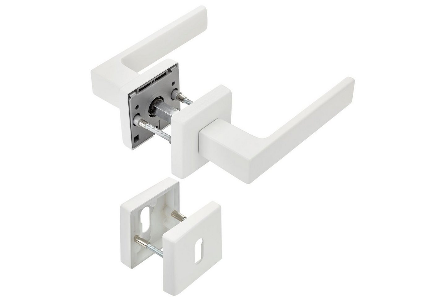 SO-TECH® Drückergarnitur Türdrücker CUBE weiß 120 x 22 mm Vierkant 8 x 8 mm, Buntbart Türgarnitur für Zimmertür Rosettengarnitur von SO-TECH®