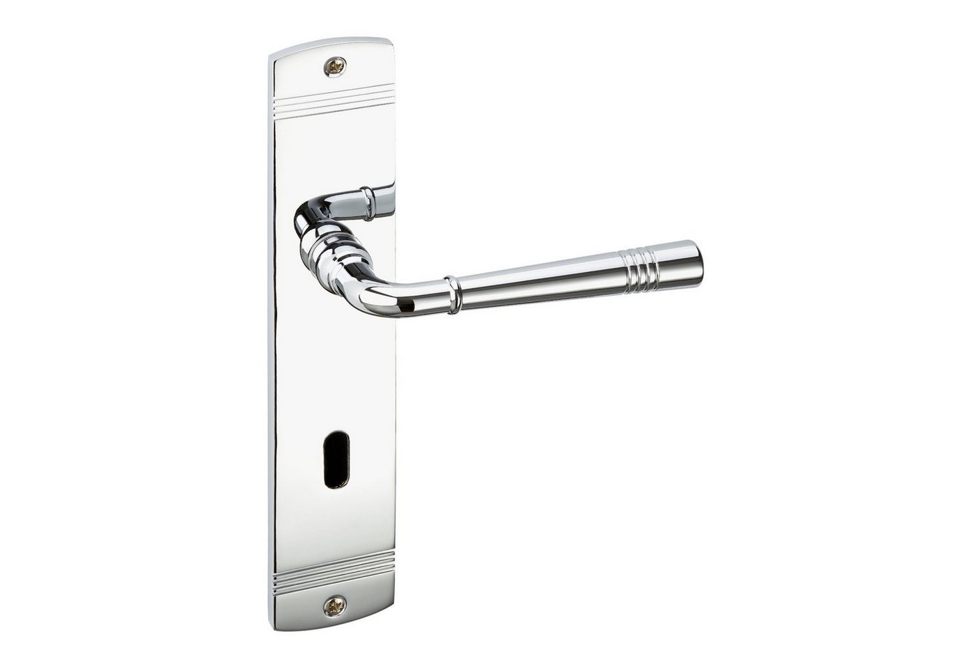 SO-TECH® Drückergarnitur Türdrücker FREJA Langschild, Buntbart Türgarnitur für Zimmertür Chrom poliert von SO-TECH®