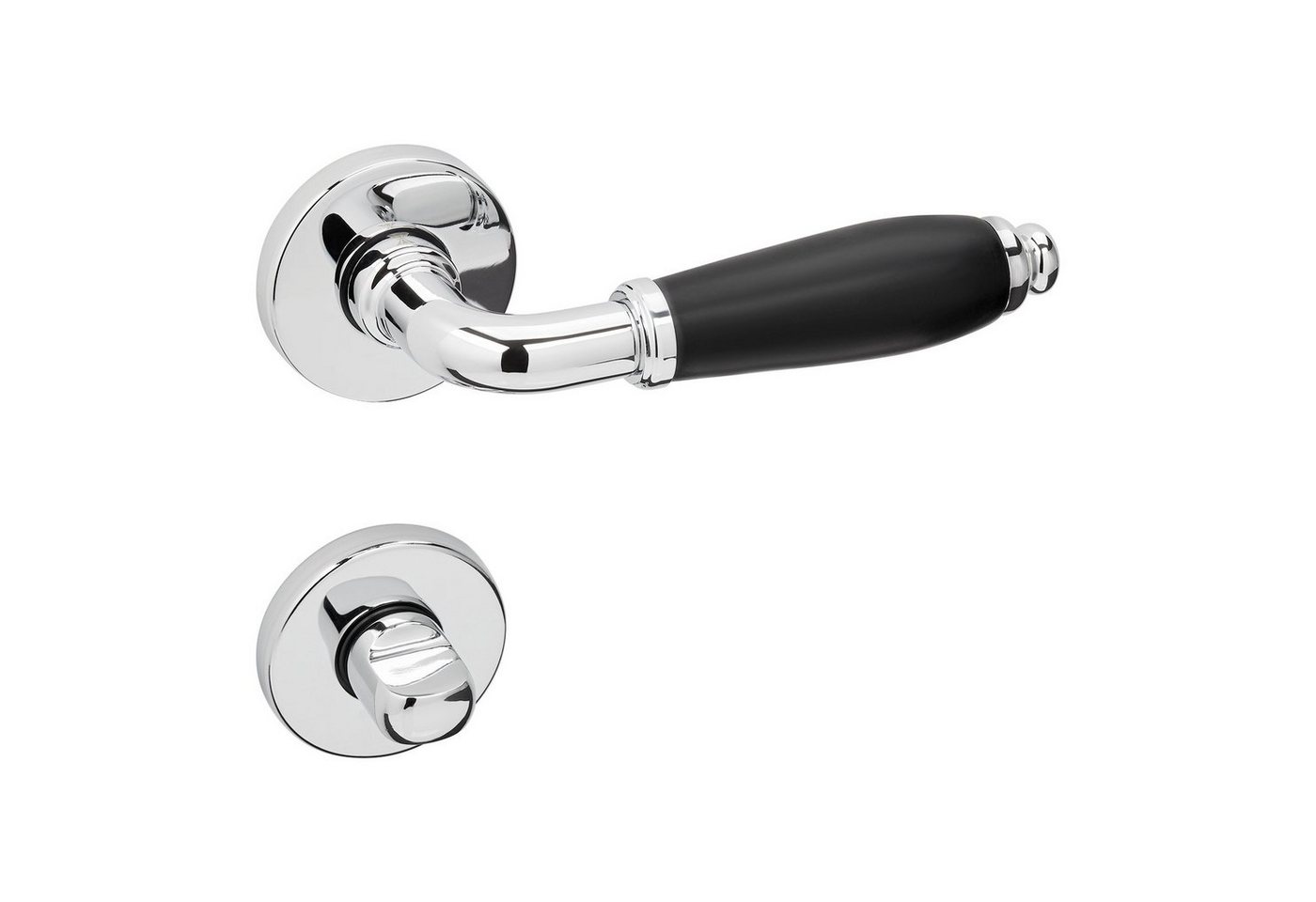 SO-TECH® Drückergarnitur Türdrücker MATTEO Porzellan / Metall Rund Rosette, Bad / WC Türen Türgarnitur Chrom poliert / schwarz von SO-TECH®
