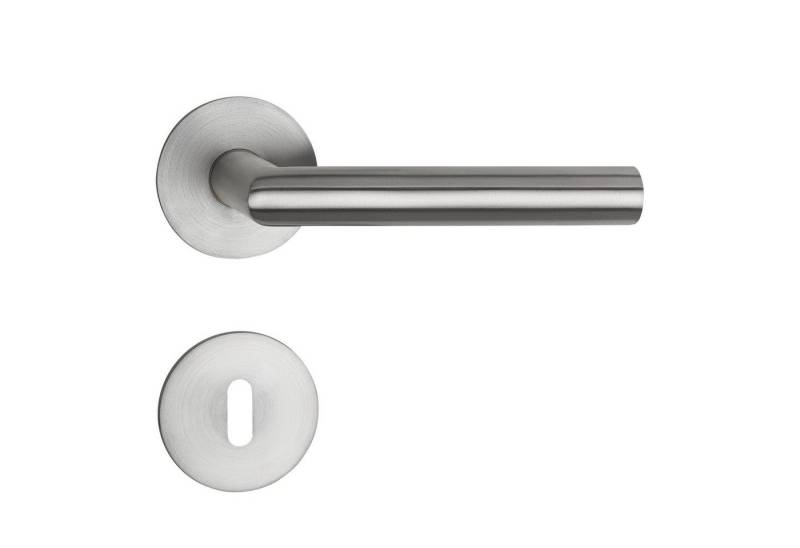 SO-TECH® Drückergarnitur THORE Edelstahl, Flachrosetten, magnetische Cliptechnik, für Profilzylinder Eingangstür Edelstahl gebürstet von SO-TECH®