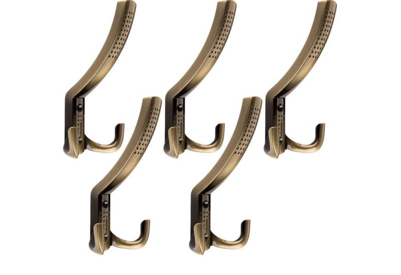 SO-TECH® Garderobenhaken Kleiderhaken JASMIN BA 32 mm, Zinkdruckguss, Bohrlochabstand 32 mm (5 St), groß (H x B x T: 143 x 76 x 67 mm), Brüniert von SO-TECH®