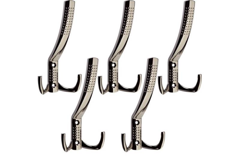 SO-TECH® Garderobenhaken Kleiderhaken JASMIN BA 32 mm, Zinkdruckguss, Bohrlochabstand 32 mm (5 St), groß (H x B x T: 143 x 76 x 67 mm), Chrom dunkel von SO-TECH®