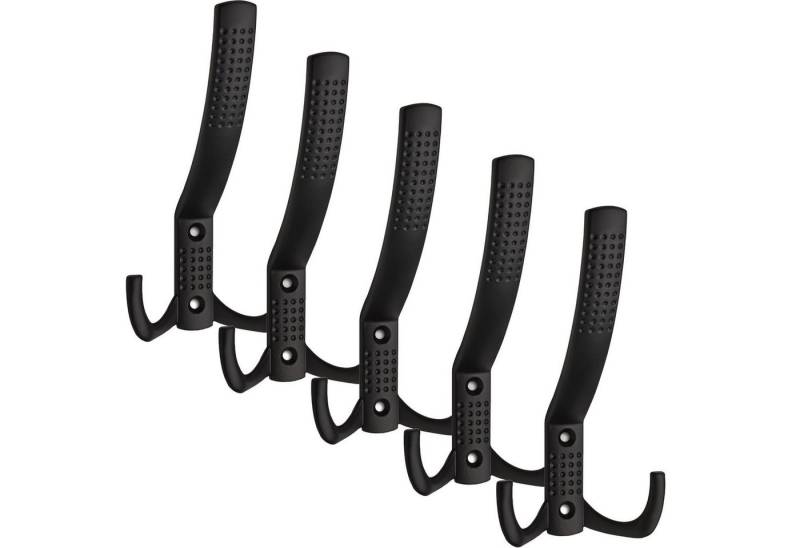 SO-TECH® Garderobenhaken Kleiderhaken JASMIN BA 32 mm, Zinkdruckguss, Bohrlochabstand 32 mm (5 St), groß (H x B x T: 143 x 76 x 67 mm), schwarz von SO-TECH®