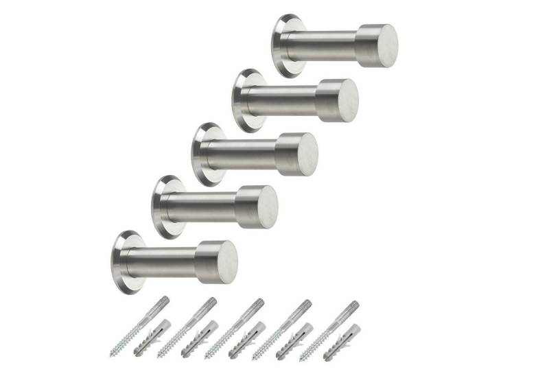 SO-TECH® Garderobenhaken TUULA Ø 14 / 19,5 mm Länge 30 - 70 mm Edelstahl mit Platte (5 St) von SO-TECH®
