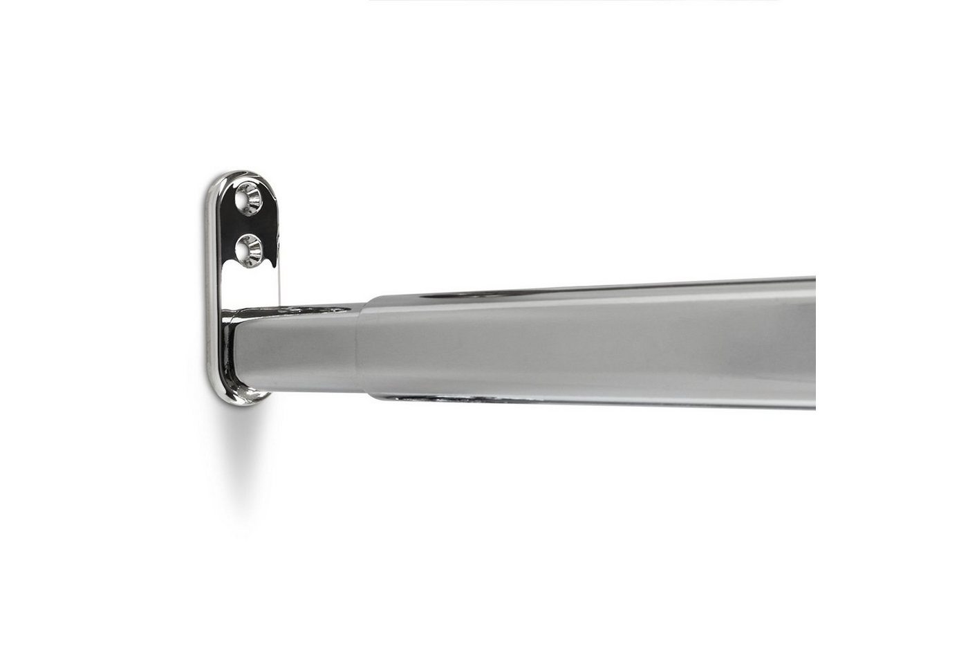 SO-TECH® Garderobenstange Schrankstange verstellbar Oval 22 x 15 mm Chrom poliert, (1 St), 1 Set aus Teleskopschrankstange 90 - 110 cm und Haltern von SO-TECH®
