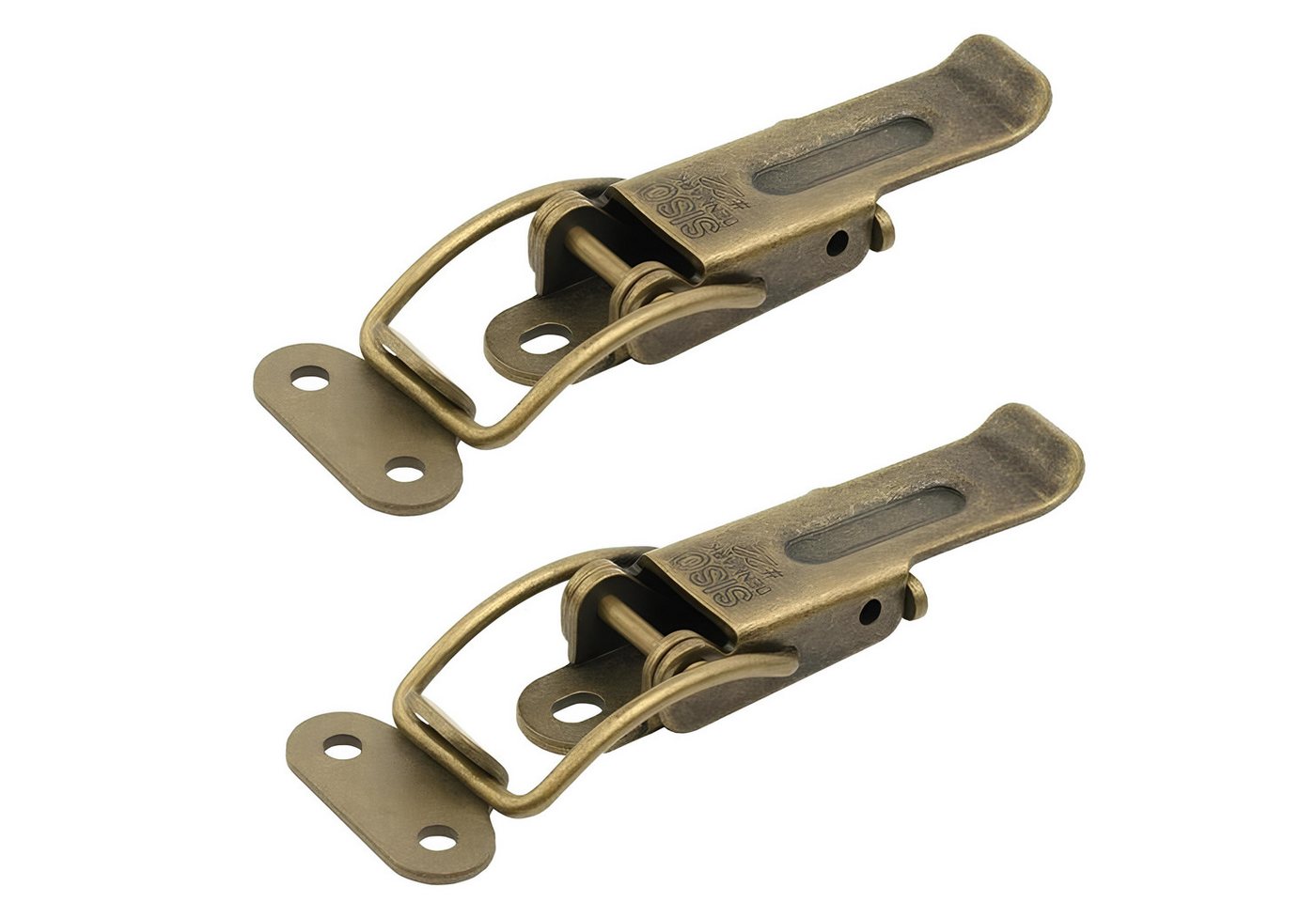 SO-TECH® Kastenriegelschloss Spannverschluss CATCH Kniehebelspanner Tischplattenverbinder, (2-tlg), 2 Stück Hebelverschluss Möbelverbinder brüniert von SO-TECH®