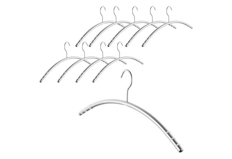 SO-TECH® Kleiderbügel Garderobenbügel Edelstahl SS201 gebürstet & Antirutsch-Ringe, (Spar-Set, 10-tlg), Haken 360 Grad drehbar, Rundrohr massiv Ø 12 mm x 433 mm von SO-TECH®