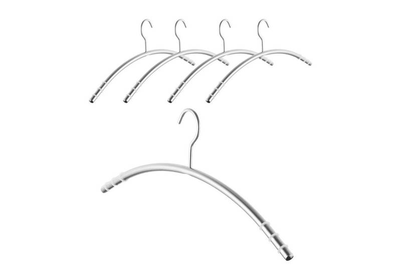 SO-TECH® Kleiderbügel Garderobenbügel Edelstahl SS201 gebürstet & Antirutsch-Ringe, (Spar-Set, 5-tlg), Haken 360 Grad drehbar, Rundrohr Ø 12 mm x 433 mm von SO-TECH®