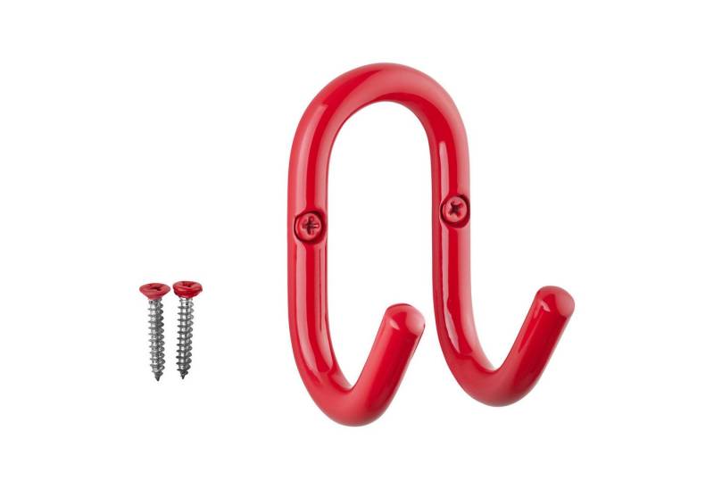 SO-TECH® Kleiderhaken Garderobenhaken FARA Doppelhaken Stahl, (1-St), 88 x 51 x 59 mm, Stangendurchmesser 10 mm, Stahl rot von SO-TECH®