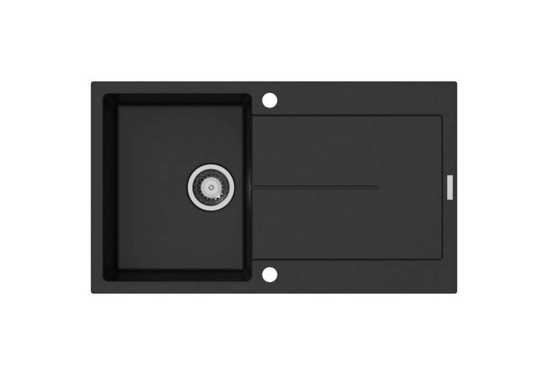 SO-TECH® Küchenspüle Einbauspüle Atlanta D100 Schrankbreite ab 500 mm inkl Siphon, (1 St), tiefschwarz, Einzelbecken, Abtropffläche aus Quarz-Komposit von SO-TECH®