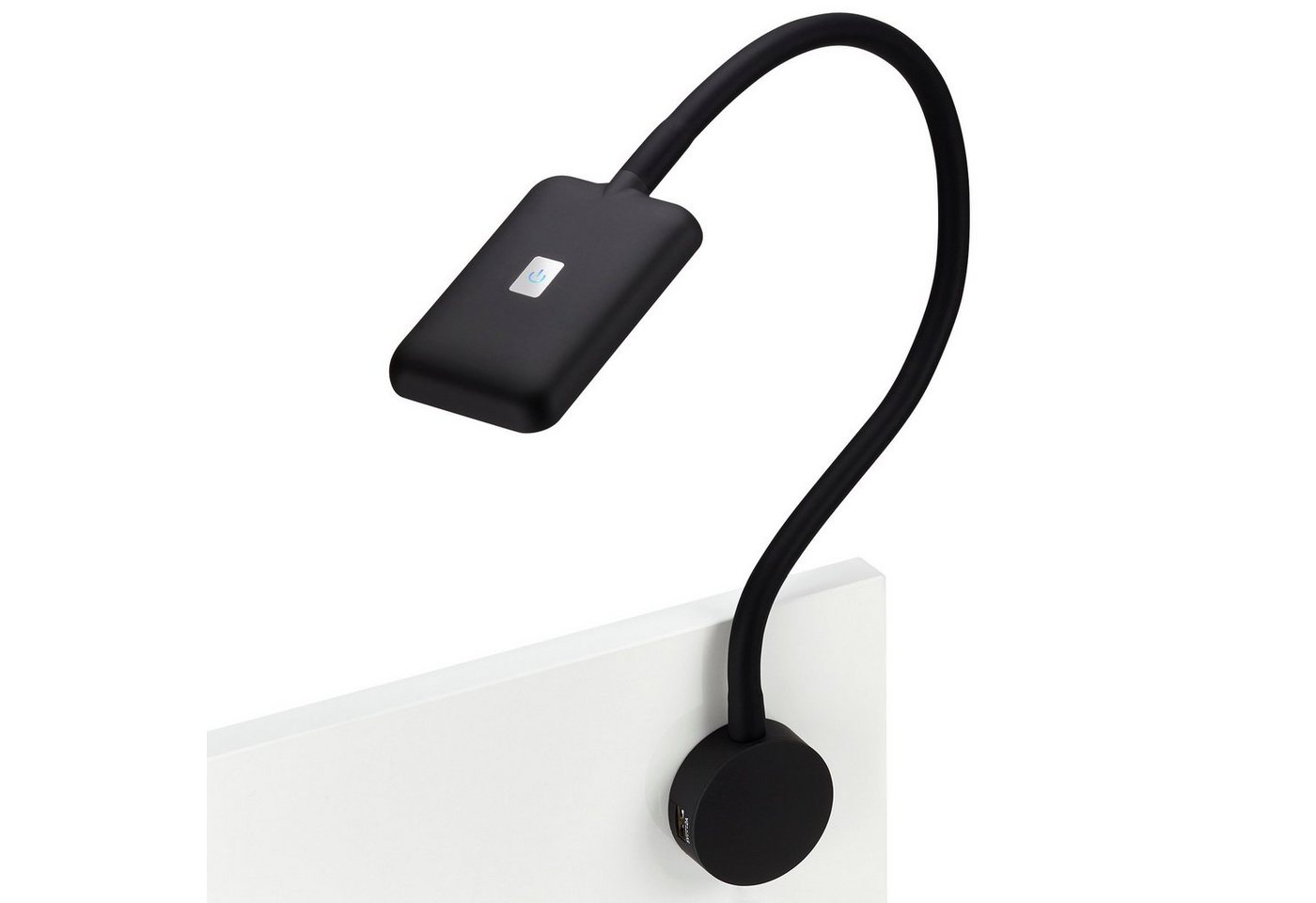 SO-TECH® LED Unterbauleuchte LED Bett- und Leseleuchte mit flexiblem Leuchtenarm & Touch, schwarz, mit 2 USB-Buchsen von SO-TECH®