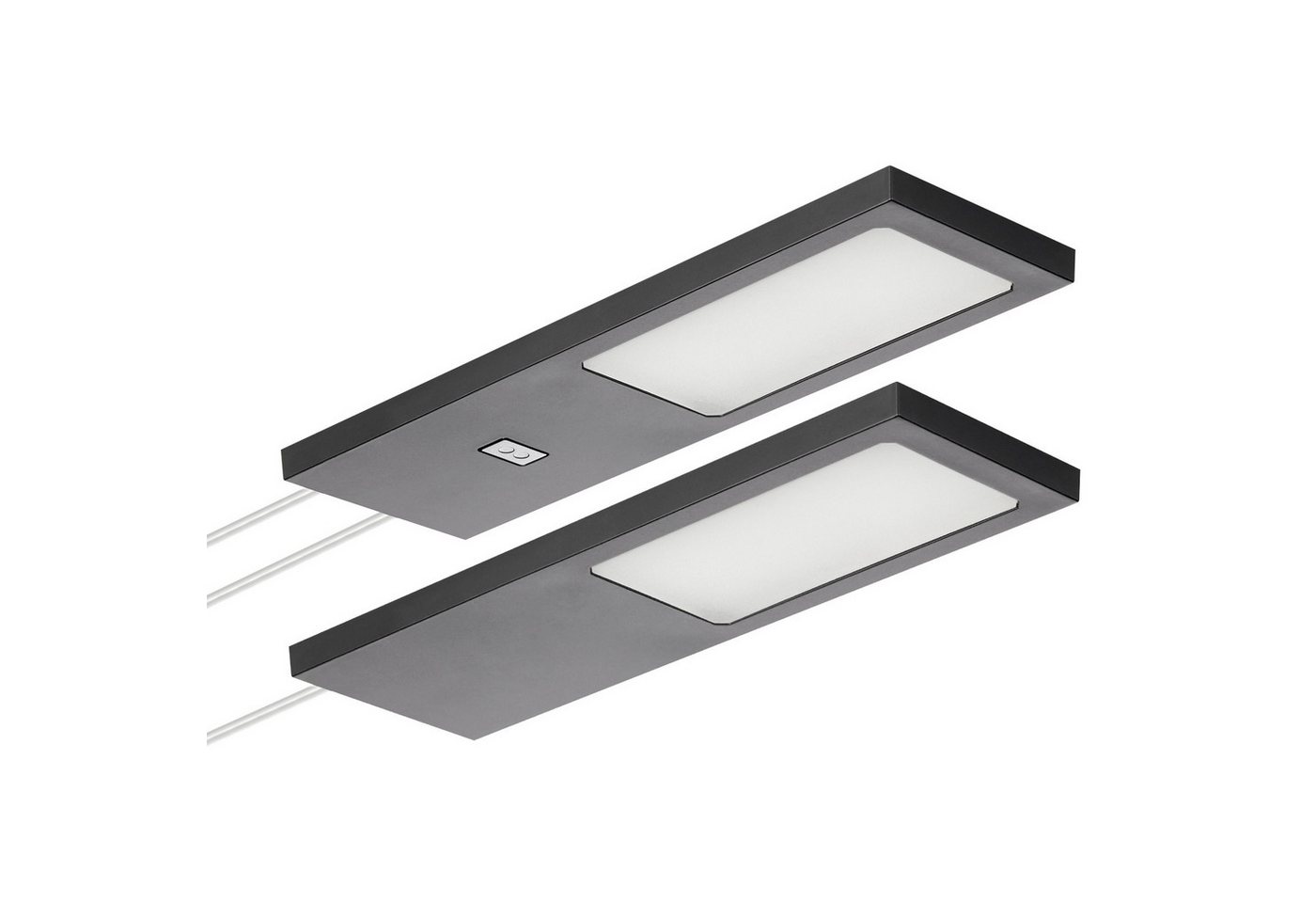 SO-TECH® LED Unterbauleuchte LED Möbelleuchte GIULIA II, stufenlos dimmbar, LED fest integriert, Neutralweiß, 2er Set neutralweiß mit/ohne Sensor inkl. 33W Trafo, schwarz von SO-TECH®
