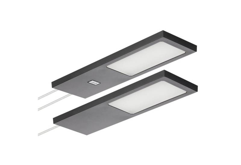 SO-TECH® LED Unterbauleuchte LED Möbelleuchte GIULIA II, stufenlos dimmbar, LED fest integriert, Neutralweiß, 2er Set neutralweiß mit/ohne Sensor inkl. 33W Trafo, schwarz von SO-TECH®