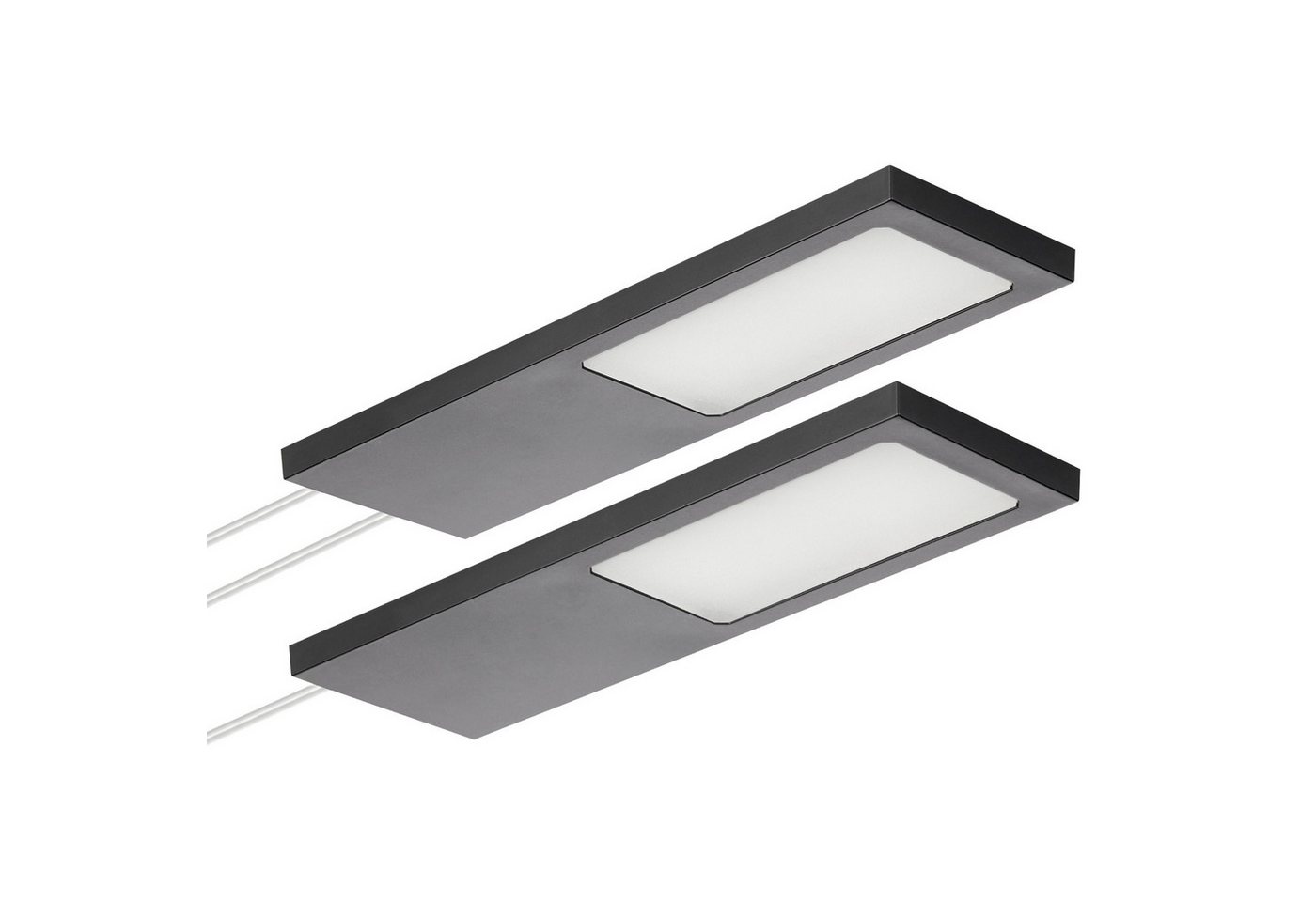 SO-TECH® LED Unterbauleuchte LED Möbelleuchte GIULIA II, stufenlos dimmbar, LED fest integriert, Neutralweiß, 2er Set neutralweiß ohne Sensor inkl. 33W Trafo, schwarz von SO-TECH®