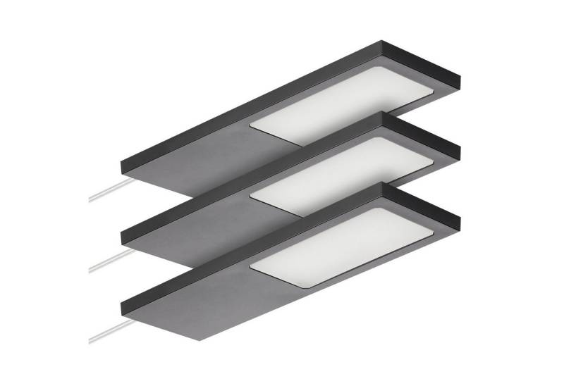 SO-TECH® LED Unterbauleuchte LED Möbelleuchte GIULIA II, stufenlos dimmbar, LED fest integriert, Neutralweiß, 3er Set neutralweiß ohne Sensor inkl. 33W Trafo, schwarz von SO-TECH®