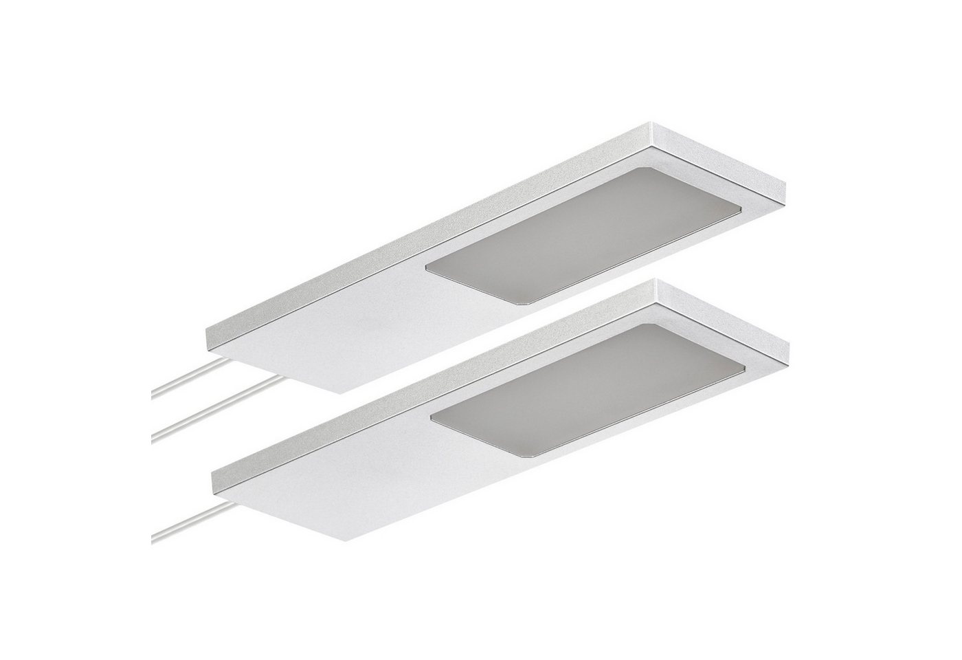 SO-TECH® LED Unterbauleuchte LED Möbelleuchte GIULIA II, stufenlos dimmbar, LED fest integriert, Warmweiß, 2er Set warmweiß ohne Sensor inkl. 33W Trafo, silbergrau von SO-TECH®
