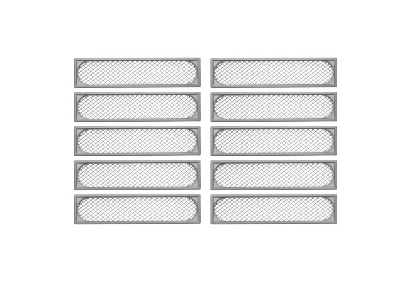SO-TECH® Lüftungsgitter zum Einlassen mit Abdeckrand Belüftung Innen und Außen (10 St), 172,5 x 41 mm / Einbautiefe: 7 mm - Rautenlochung von SO-TECH®