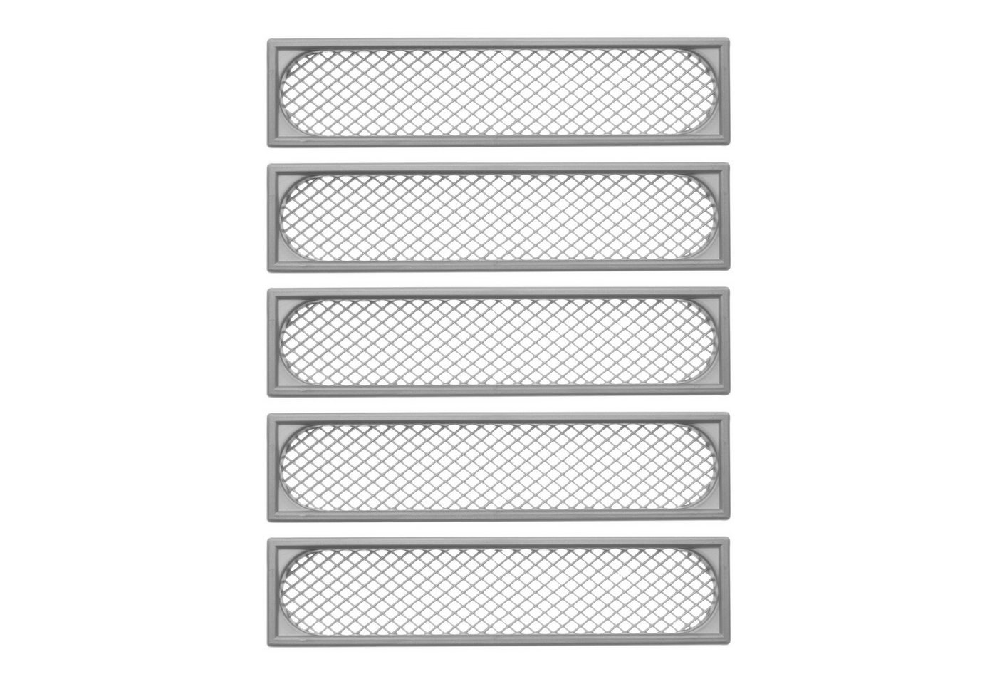 SO-TECH® Lüftungsgitter zum Einlassen mit Abdeckrand Belüftung Innen und Außen (5 St), 172,5 x 41 mm / Einbautiefe: 7 mm - Rautenlochung von SO-TECH®