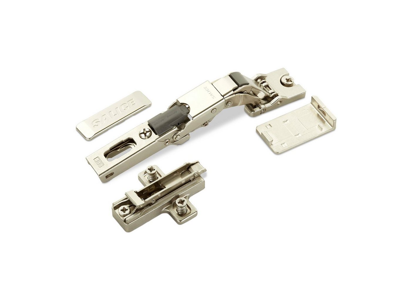 Salice Möbelbeschlag 2er Set Salice Universalscharnier 110° Push Open (2 St), für Glastüren, mit Montageplatte und Scharnierarmabdeckung von Salice