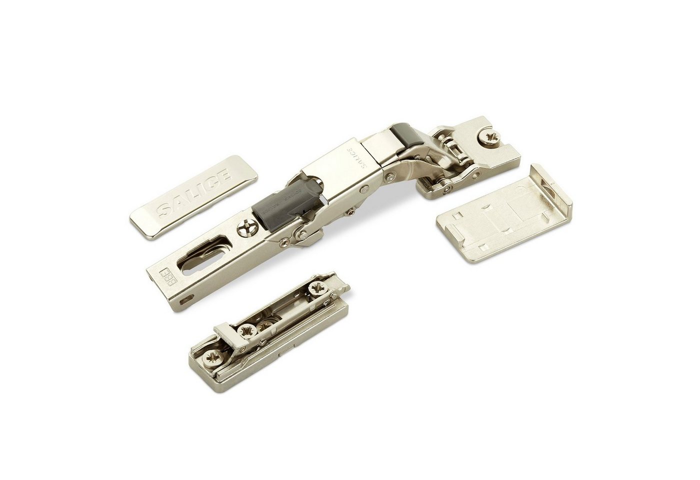 Salice Möbelbeschlag 2er Set Salice Universalscharnier 110° Push Open (2 St), für Glastüren, mit Montageplatte und Scharnierarmabdeckung von Salice