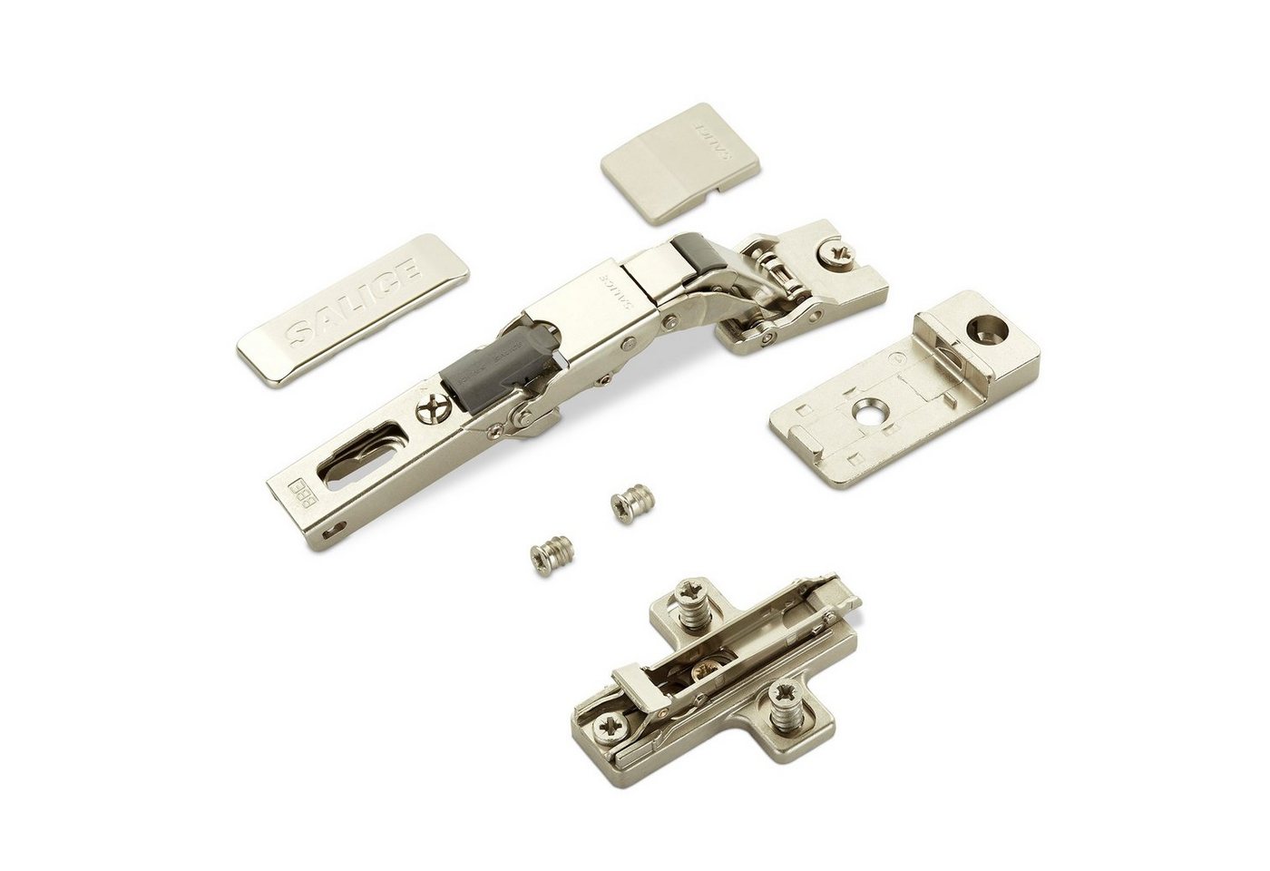 Salice Möbelbeschlag 2er Set Salice Universalscharnier 110° Push Open (2 St), für Türen mit min. 8 mm Stärke + Montageplatte + Scharnierarmabdeckung von Salice
