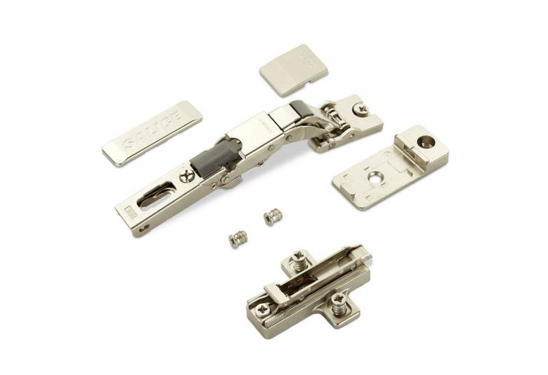 Salice Möbelbeschlag 2er Set Salice Universalscharnier 110° gedämpft oder ungedämpft (2 St), für Türen mit min. 8 mm Stärke + Montageplatte + Scharnierarmabdeckung von Salice