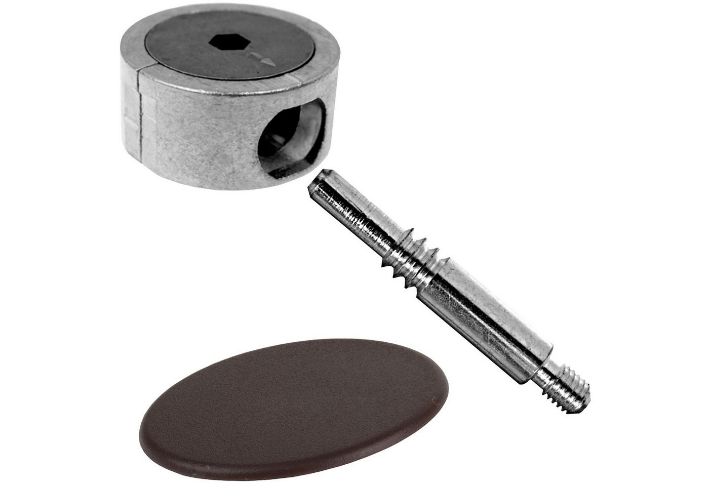 SO-TECH® Möbelbeschlag Eckverbinder FUERTE Metall für Holz- und Möbelkonstruktionen, Tiefe 64 mm, mit brauner Kunststoffabdeckung von SO-TECH®