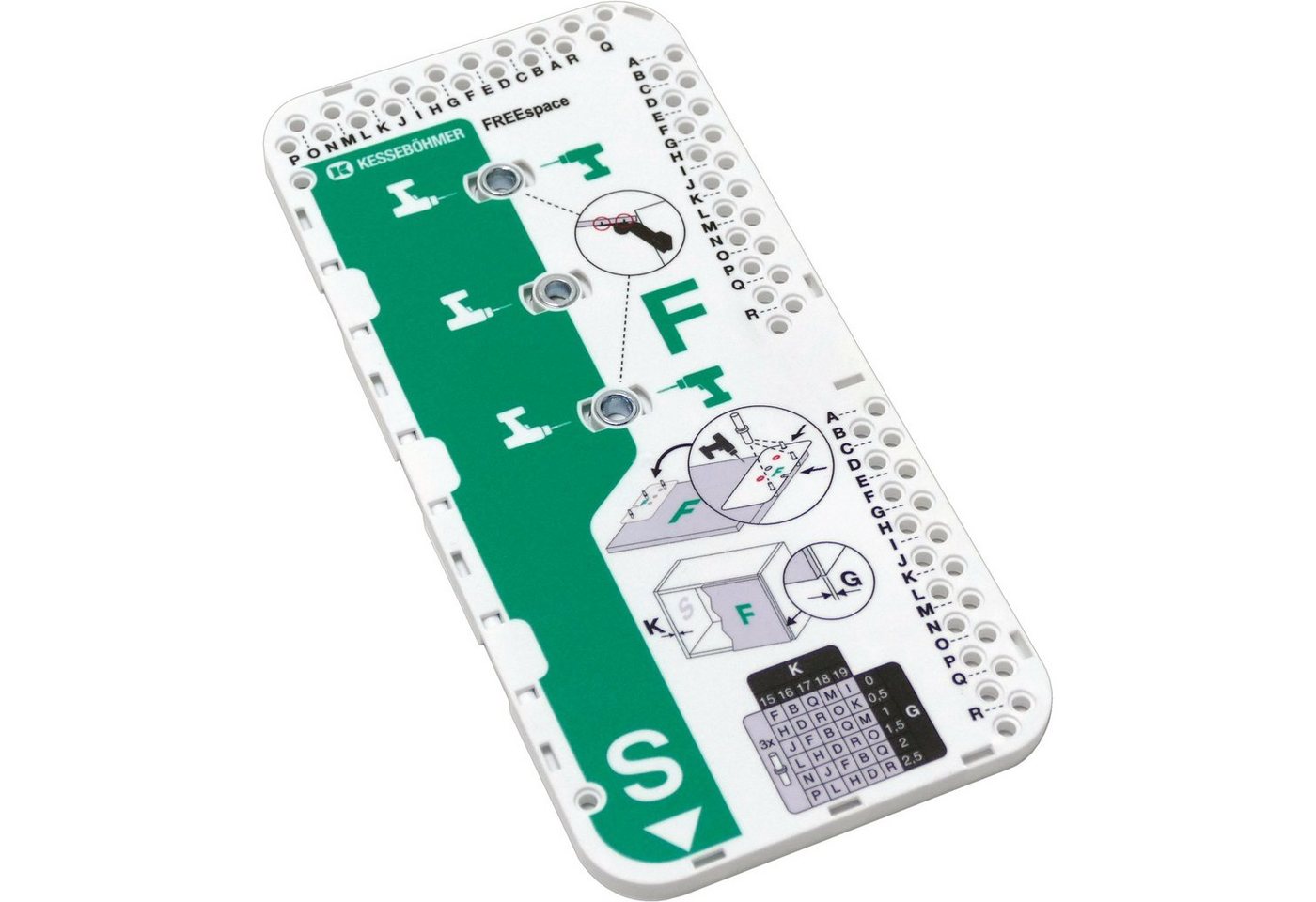 Kesseböhmer Möbelbeschlag Klappenbeschlag FREEspace für Klappenhöhe 225 - 650 mm (1 St), Bohrlehre für die Korpusinnenseite und Front Montagehilfe von Kesseböhmer