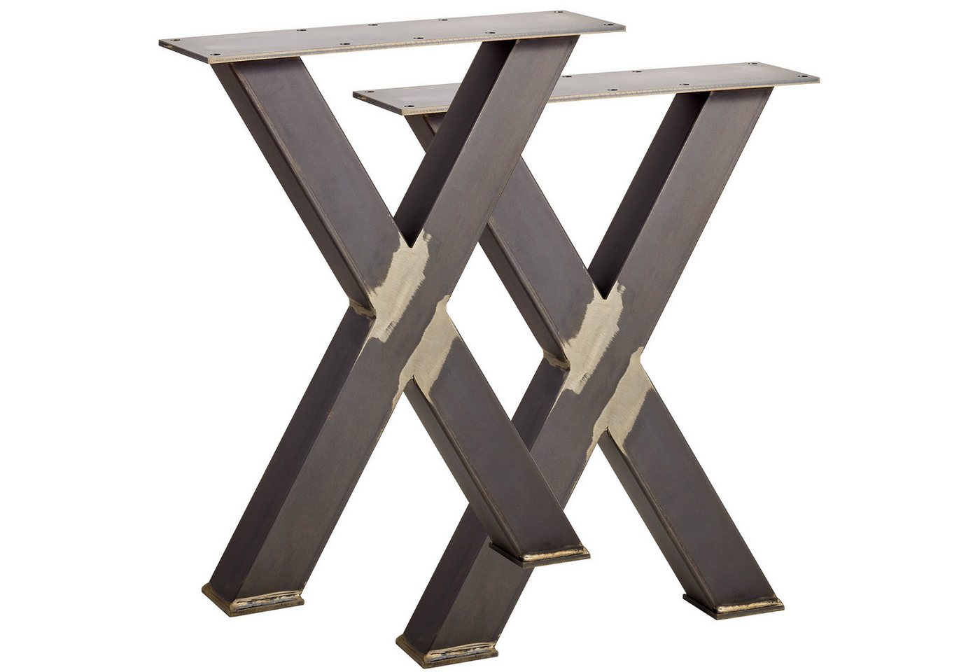 SO-TECH® Möbelfuß Tischgestell Bankgestell Bankuntergestell Tischkufe, (2-St), X-Form Stahl used look Profil 50 x 50mm Höhe 420mm Tiefe 345mm von SO-TECH®