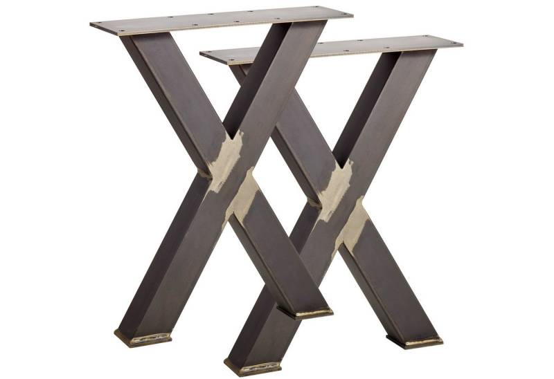 SO-TECH® Möbelfuß Tischgestell Bankgestell Bankuntergestell Tischkufe, (2-St), X-Form Stahl used look Profil 50 x 50mm Höhe 420mm Tiefe 345mm von SO-TECH®