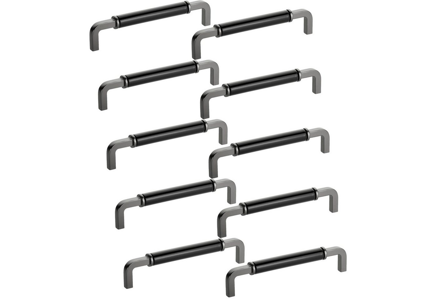 SO-TECH® Möbelgriff Schubladengriff Schrankgriff Bohrlochabstand (BA) 160-192 mm (10-St), AXIS BA 160 mm anthrazit mit schwarzem Porzellan-Einsatz von SO-TECH®