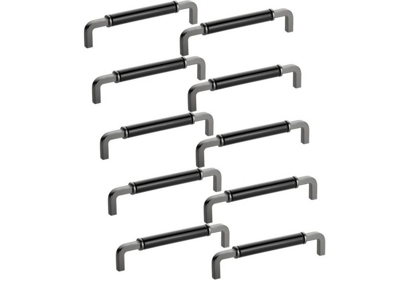 SO-TECH® Möbelgriff Schubladengriff Schrankgriff Bohrlochabstand (BA) 160-192 mm (10-St), AXIS BA 160 mm anthrazit mit schwarzem Porzellan-Einsatz von SO-TECH®