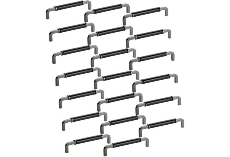 SO-TECH® Möbelgriff Schubladengriff Schrankgriff Bohrlochabstand (BA) 160-192 mm (20-St), AXIS BA 160 mm anthrazit mit schwarzem Porzellan-Einsatz von SO-TECH®