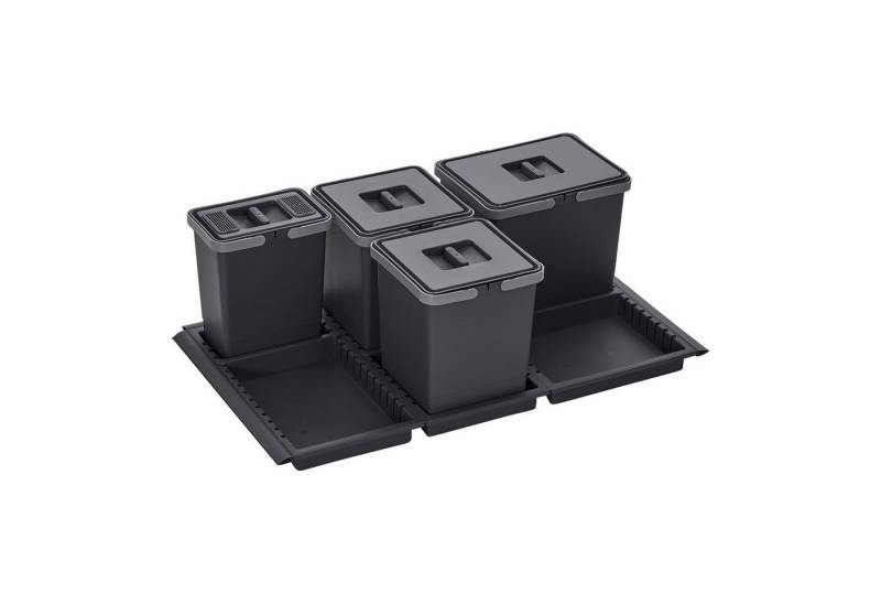 SO-TECH® Mülleimer Abfallsammler Metropolis 15+10+10+6L mit Deckel, Abfallsystem für Auszug Korpus 90 cm von SO-TECH®