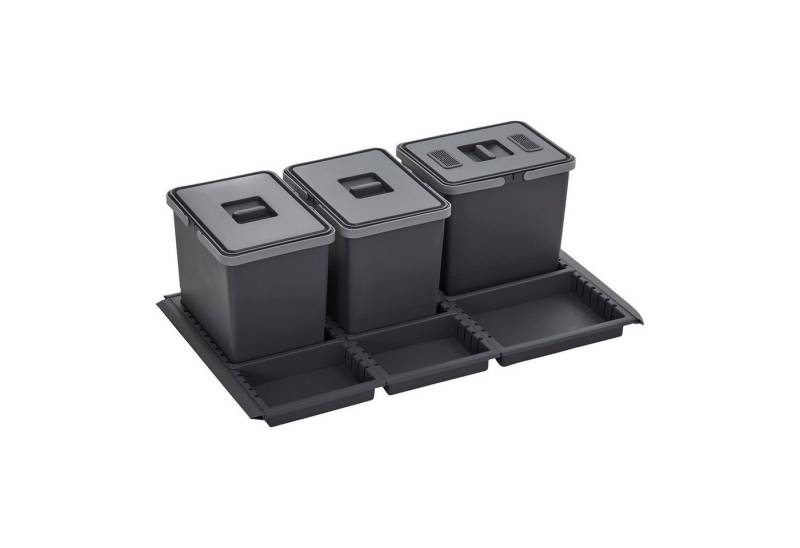 SO-TECH® Mülleimer Abfallsammler Metropolis 15+15+15L mit Deckel, Abfallsystem f. Auszug Korpusbreite 90cm von SO-TECH®