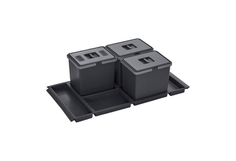 SO-TECH® Mülleimer Abfallsammler Metropolis 15+15+15L mit Deckel, Abfallsystem für Korpusbreite 100 cm von SO-TECH®