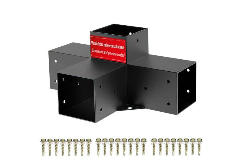 SO-TECH® Pfostenbeschlag Holzverbinder Bodenanker vierkant - starker Korrosionsschutz (1 St), Stahl schwarz, Mittelverbinder 100 x 100 mm von SO-TECH®